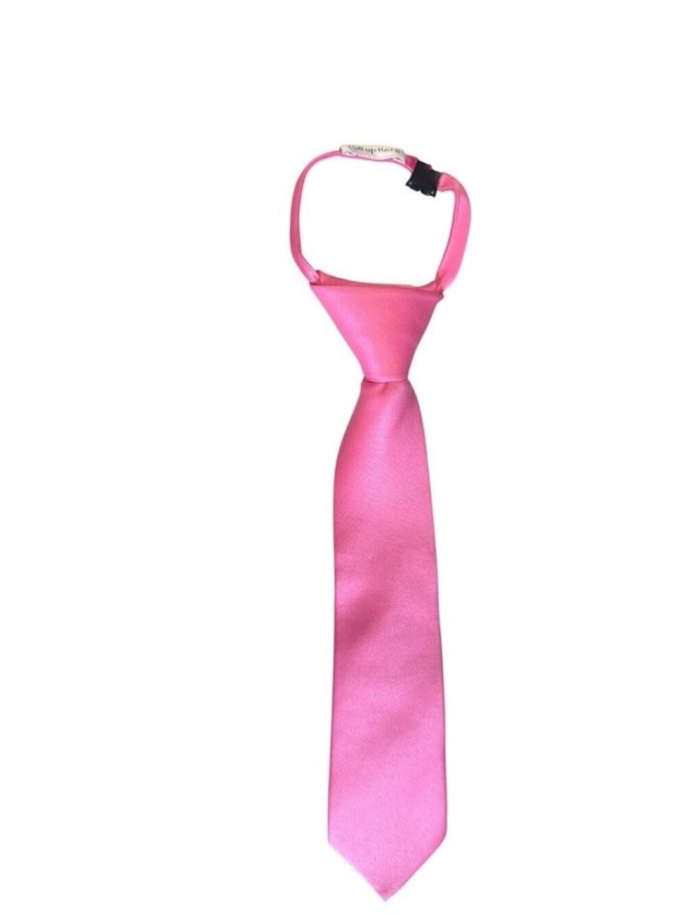 Jacob Alexander Boy's 11" Pretied Solid Color Zipper Tie - Pink